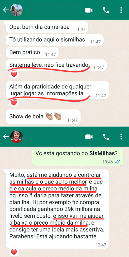 Depoimento de assinante no WhatsApp