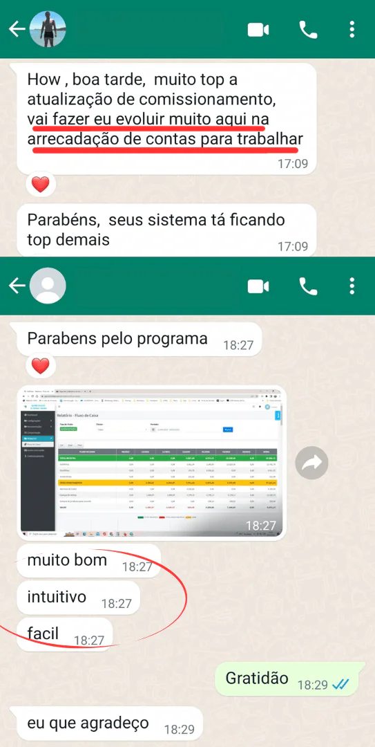 Depoimento de assinante no WhatsApp