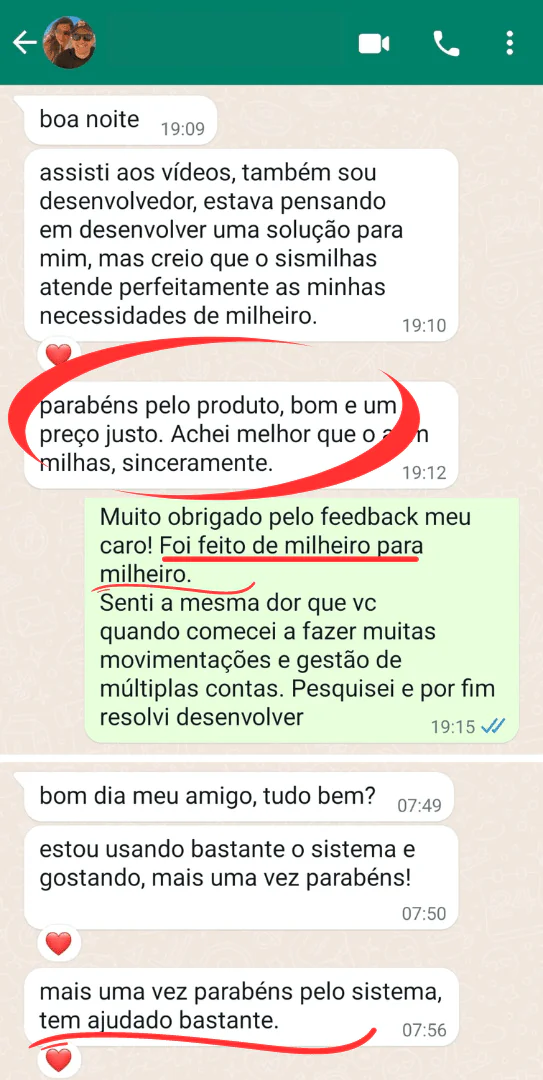 Depoimento de assinante no WhatsApp